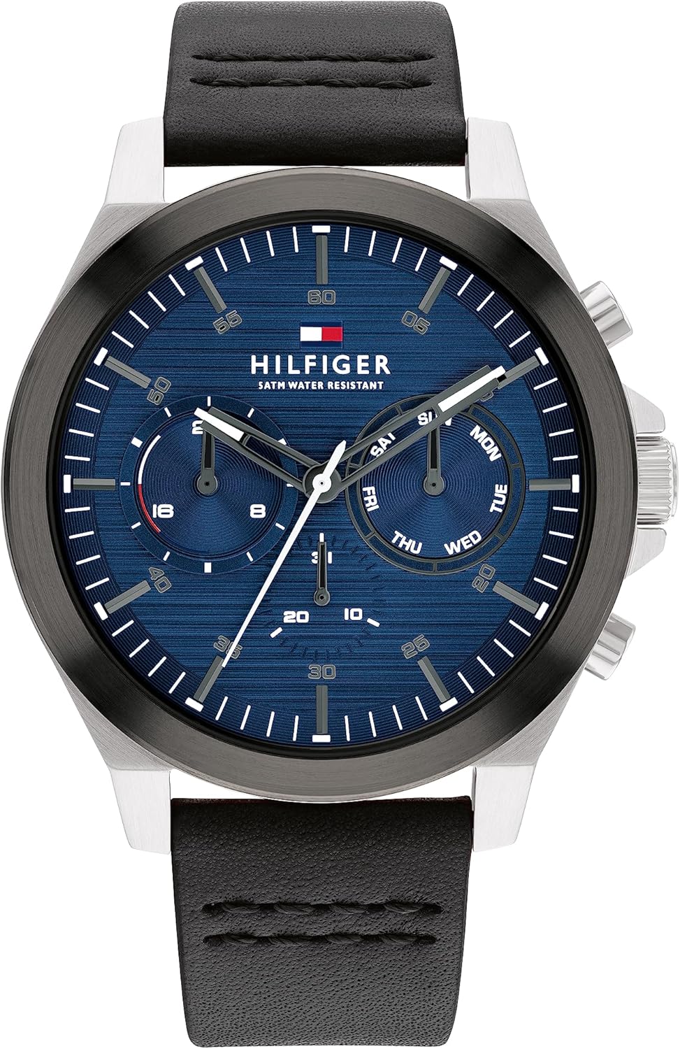 Tommy Hilfiger 1710523 watch for man with a blue dial and leather strap.