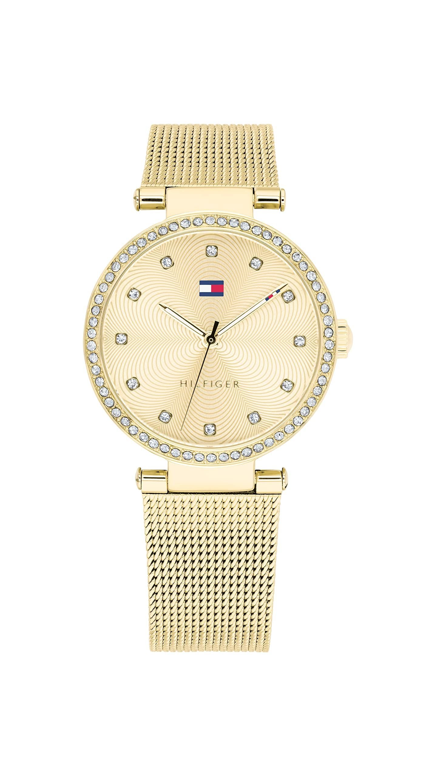 Tommy Hilfiger 1782507 watch for women with a golden dial and stainless steel strap.