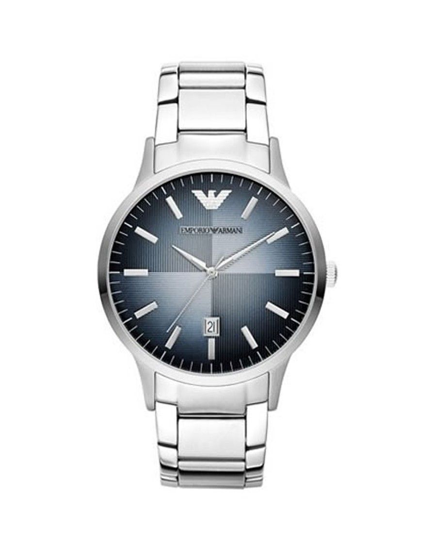 Armani AR2472 watch for man with a blue dial and stainless steel strap.