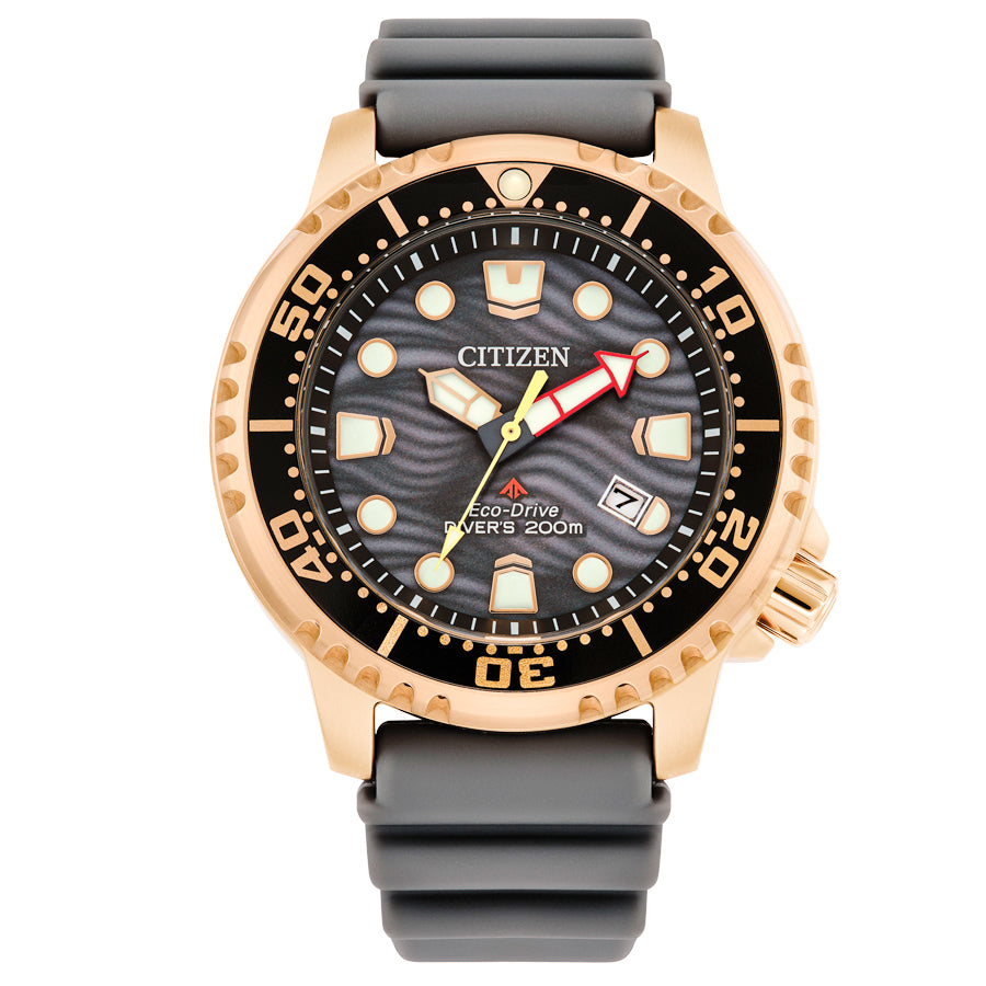 Citizen BN0163-00H watch for man with a black dial and rubber strap.