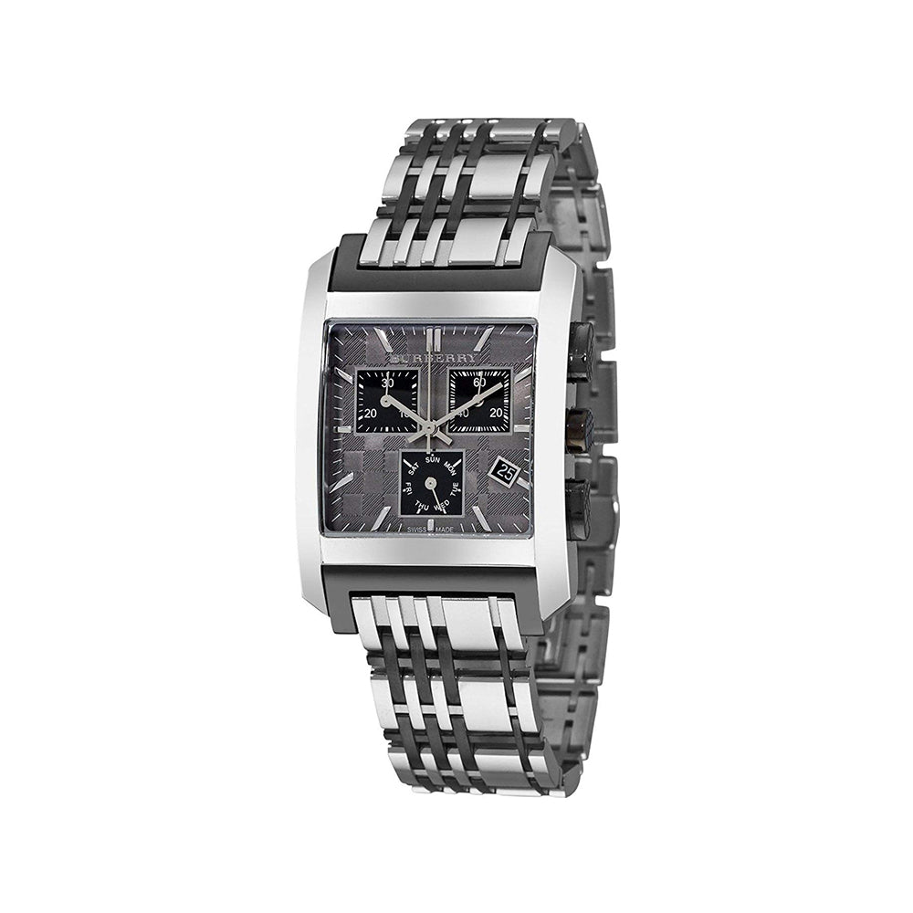 Burberry BU1561 watch for man with a grey dial and stainless steel strap.