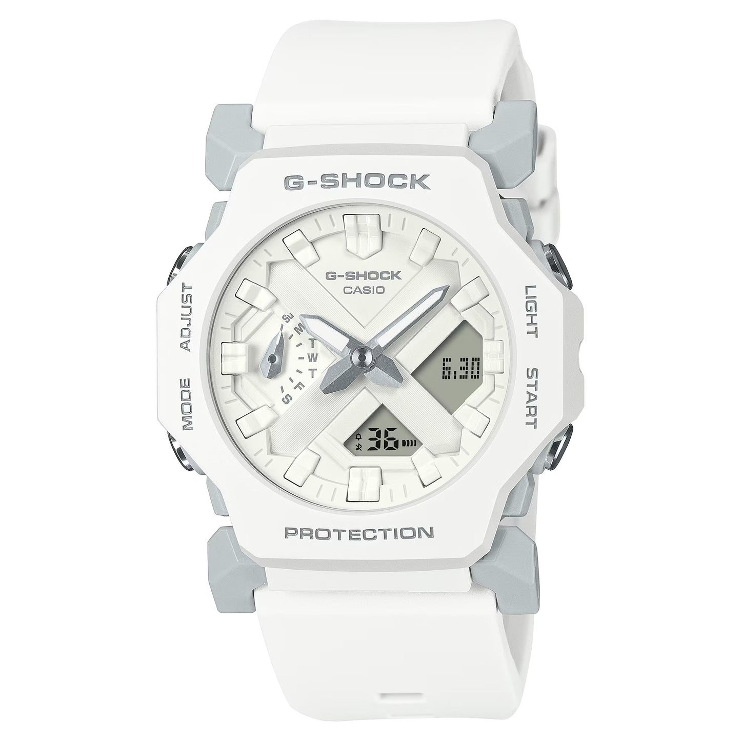 Casio GA-2300-7AER watch for women with a white dial and resin strap.
