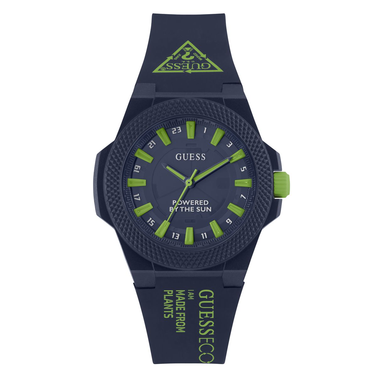 Guess GW0587L2 watch for man with a purple dial and silicone strap.