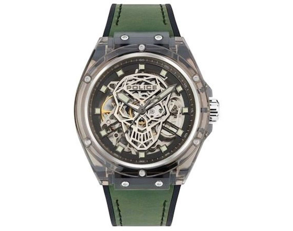 Police PEWGR1592404 watch for man with a grey dial and silicone strap.