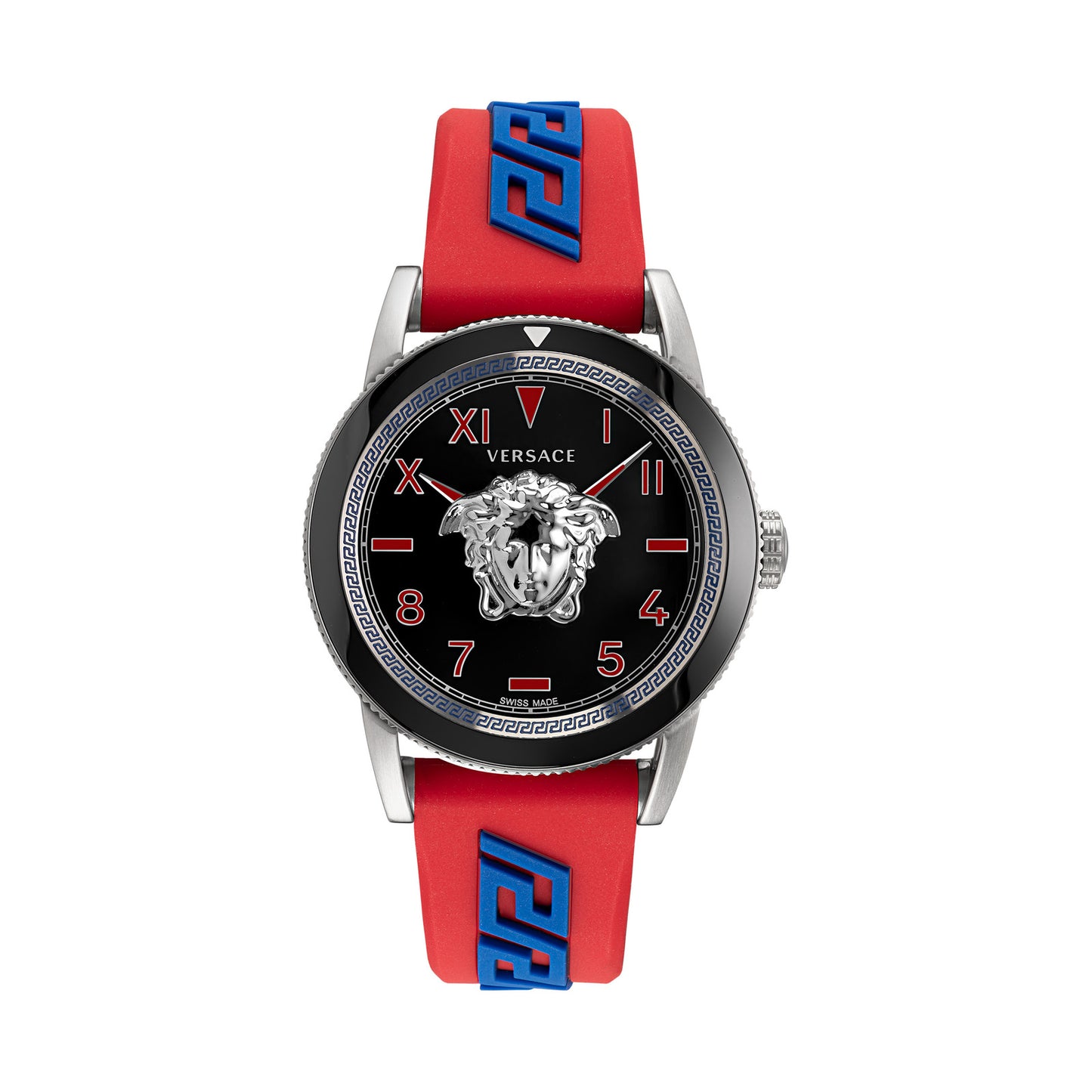 Versace VE2V00622 watch for man with a black dial and silicone strap.