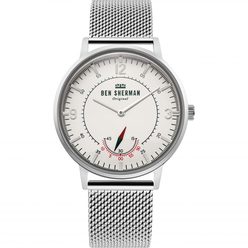 Ben Sherman WB034SM watch for man with a white dial and steel strap.