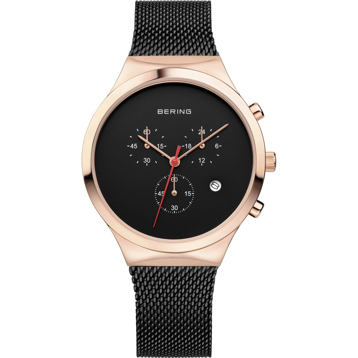 Bering 14736-166 watch for women with a black dial and stainless steel strap.