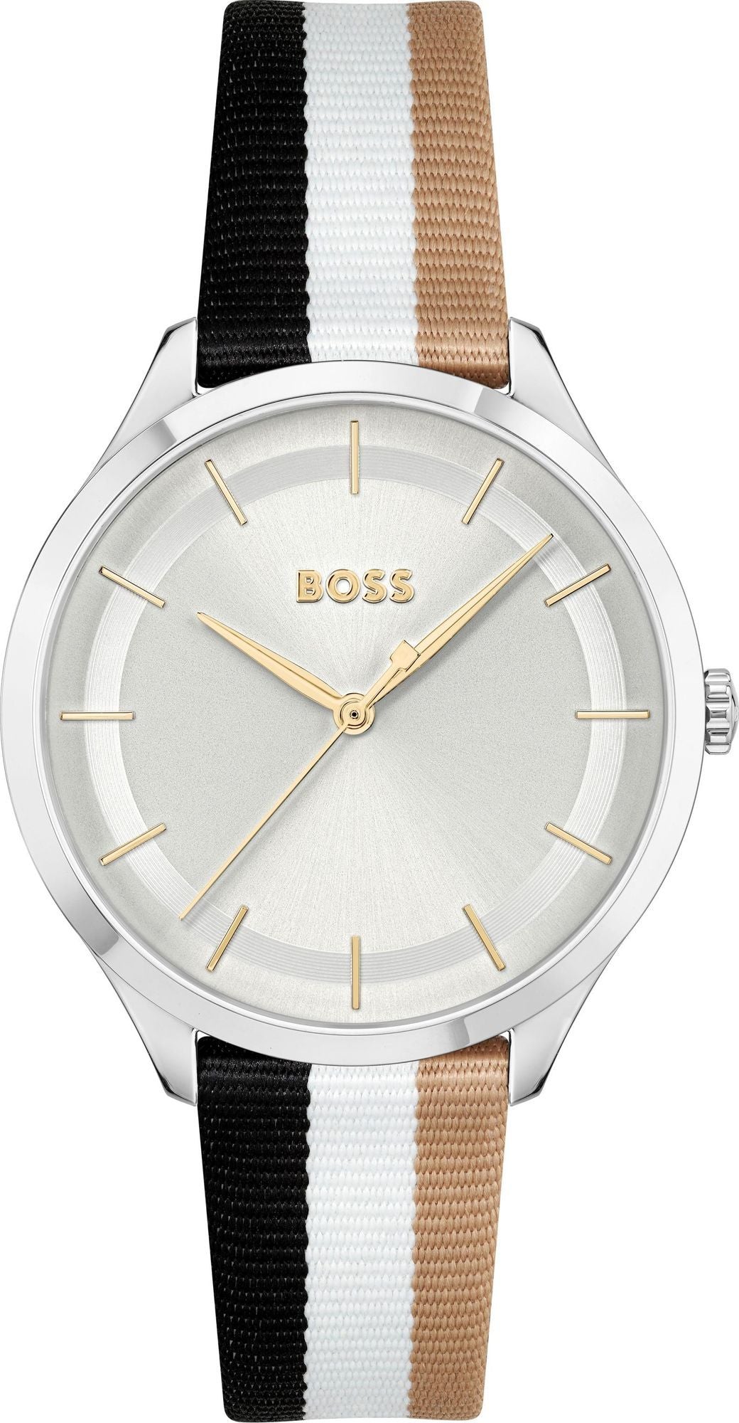 Boss 1502694 watch for women with a white dial and leather strap.