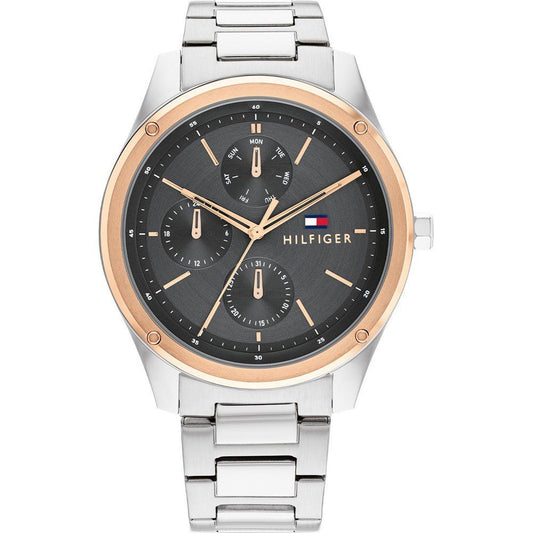 Tommy Hilfiger 1710541 watch for man with a black dial and stainless steel strap.