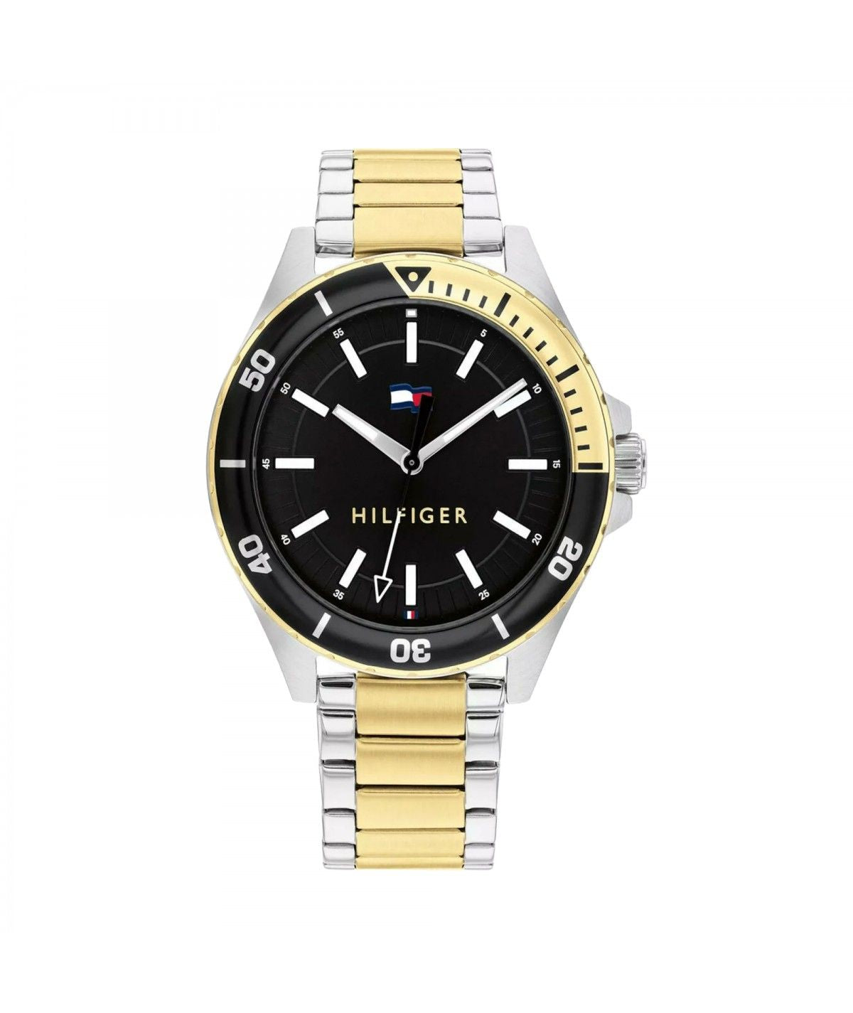 Tommy Hilfiger 1792013 watch for man with a black dial and stainless steel strap.