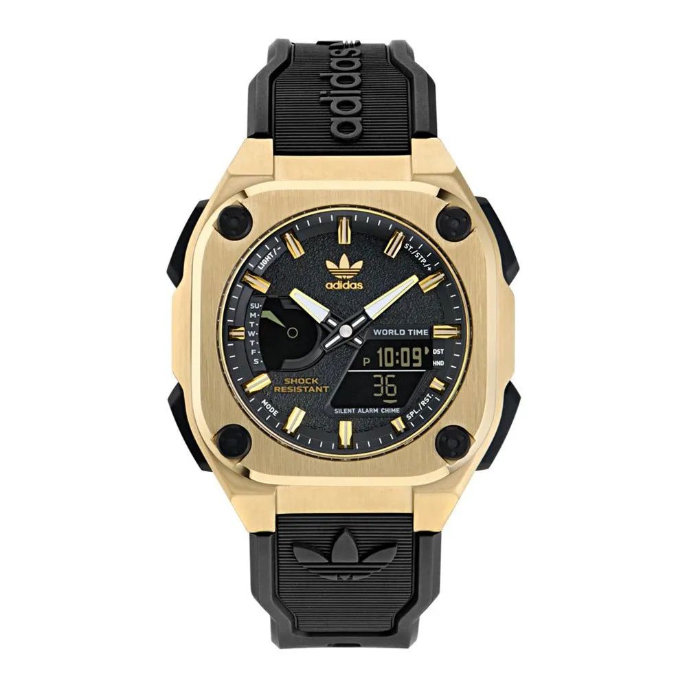 Adidas AOFH23501 watch for man with a black dial and silicone strap.