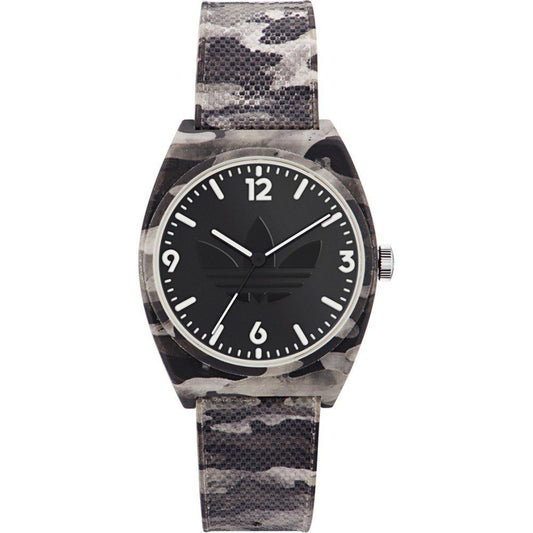 Adidas AOST22568 watch for unisex with a black dial and silicone strap.
