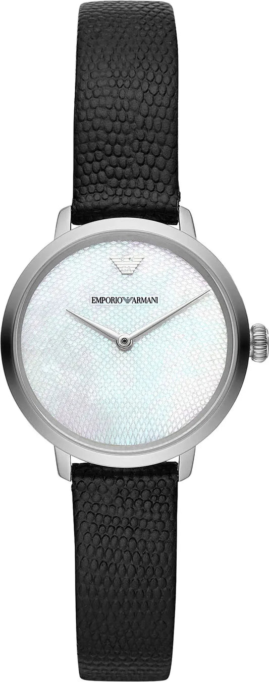 Armani AR11159 watch for woman with a white dial and leather strap.