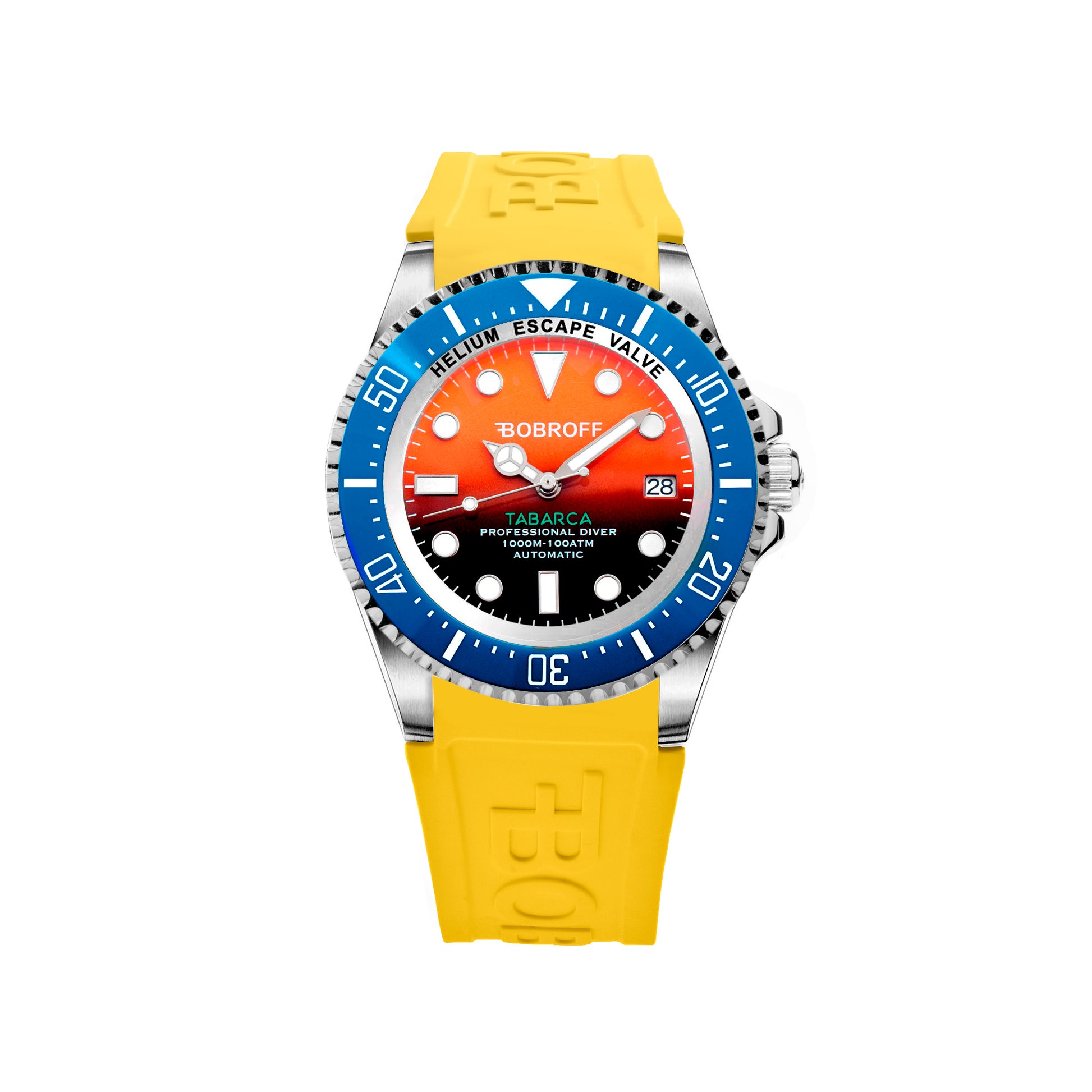 Bobroff BF0004ba-BFSTA watch for man with a orange dial and silicone strap.