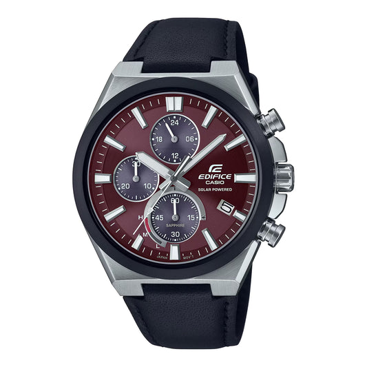 Casio EFS-S630BL-5AVUEF watch for man with a red dial and leather strap.