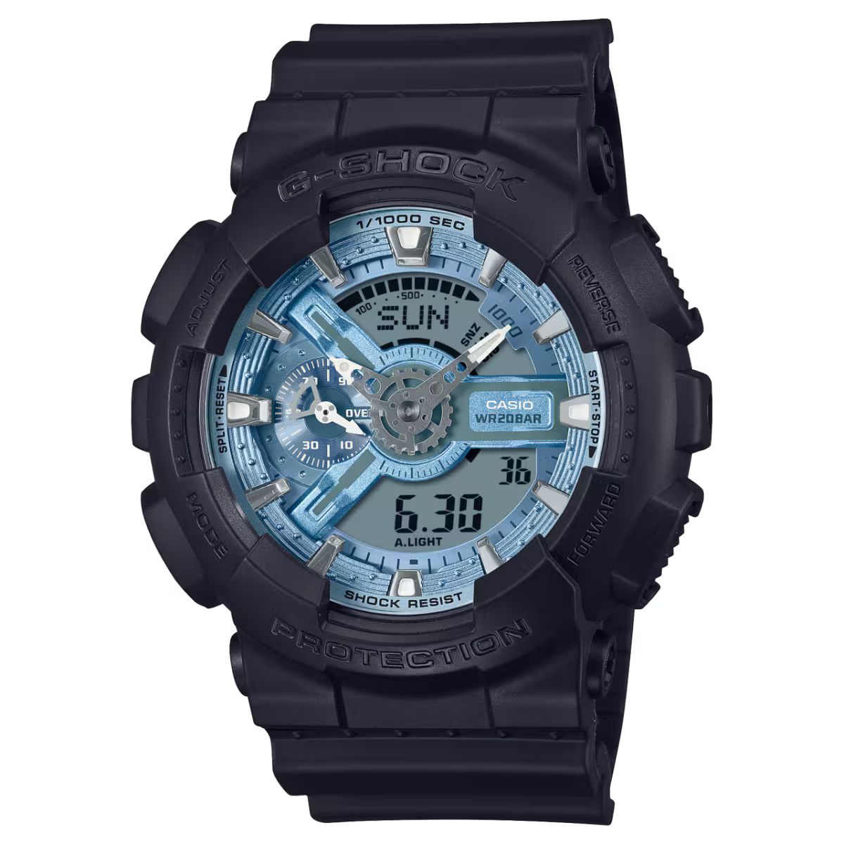 Casio GA-110CD-1A2ER watch for man with a blue dial and resin strap.