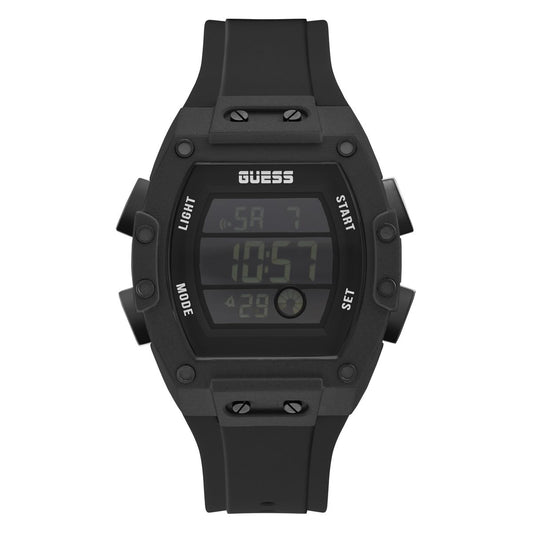 Guess GW0340G4 watch for man with a black dial and silicone strap.