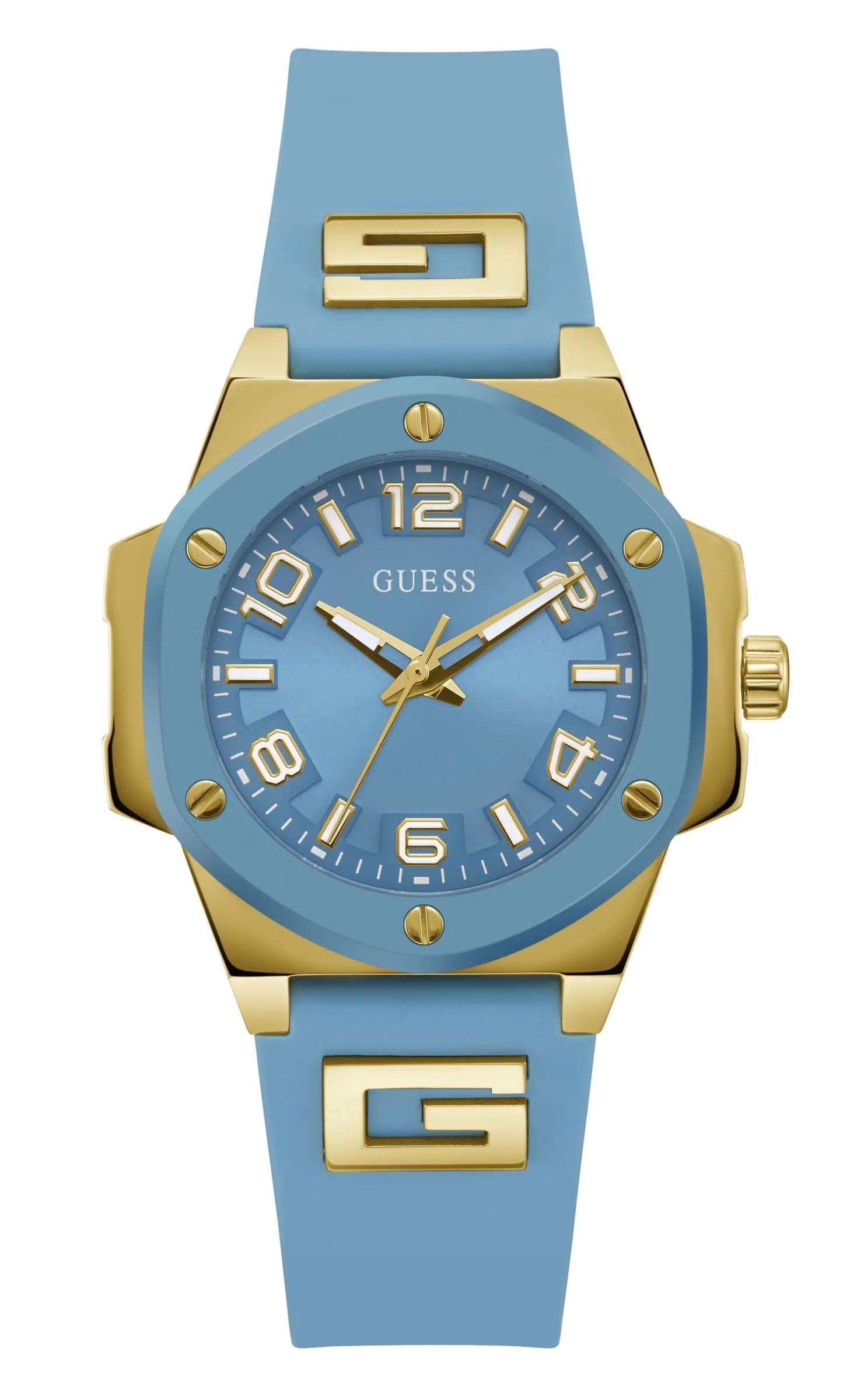 Guess GW0555L3 watch for women with a blue dial and silicone strap.