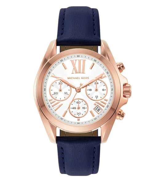 Michael Kors MK2960 watch for women with a white dial and leather strap.