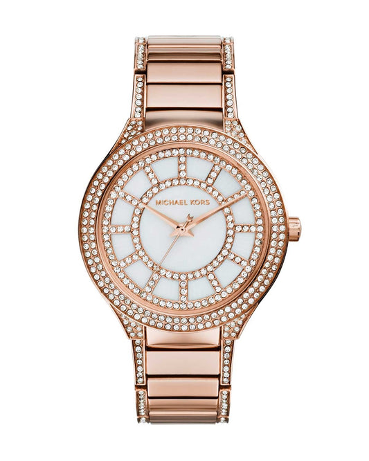 Michael Kors MK3313 watch for women with a grey dial and steel strap.