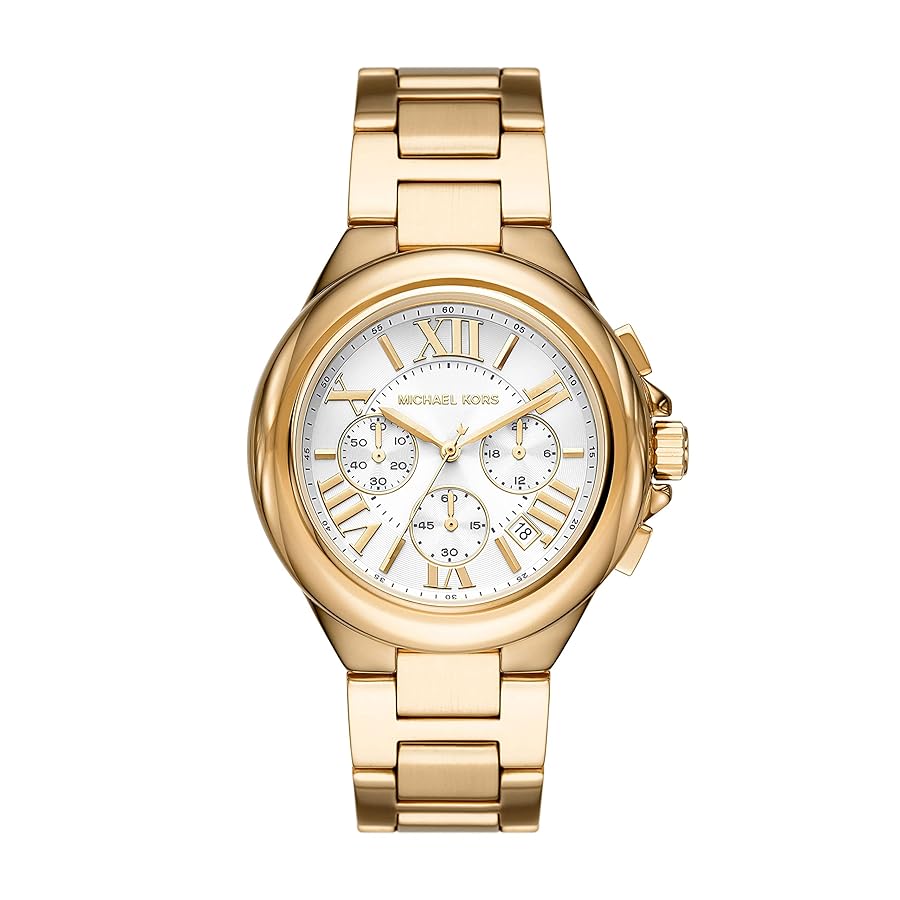 Michael Kors MK7270 watch for woman with a white dial and stainless steel strap.
