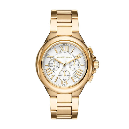 Michael Kors MK7270 watch for woman with a white dial and stainless steel strap.