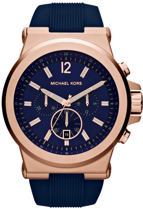 Michael Kors MK8295 watch for man with a blue dial and rubber strap.