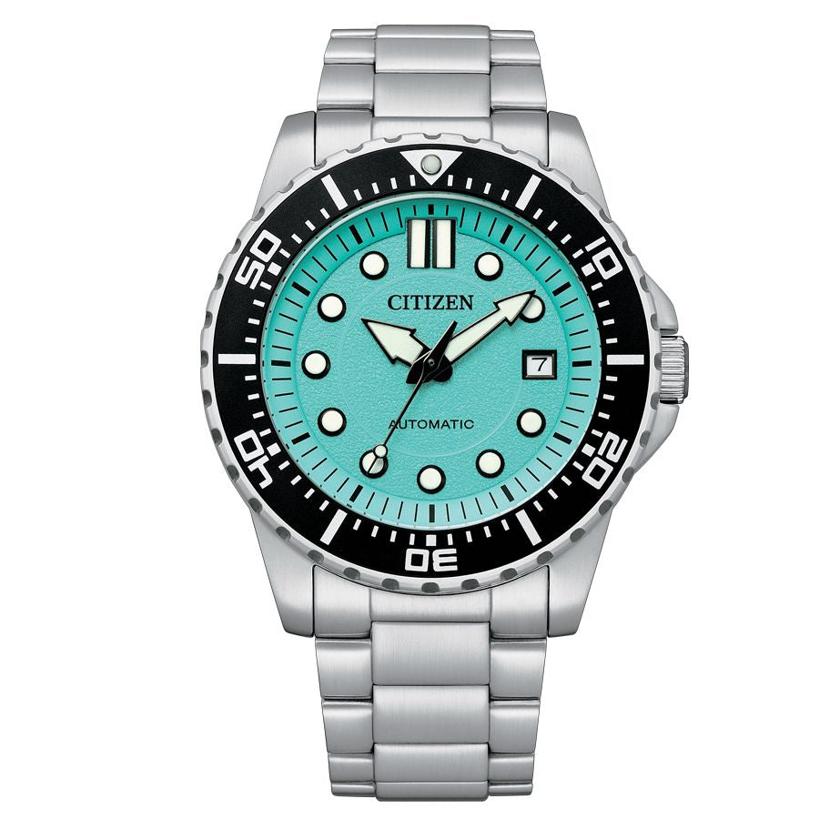 Citizen NJ0170-83Z watch for man with a orange dial and stainless steel strap.