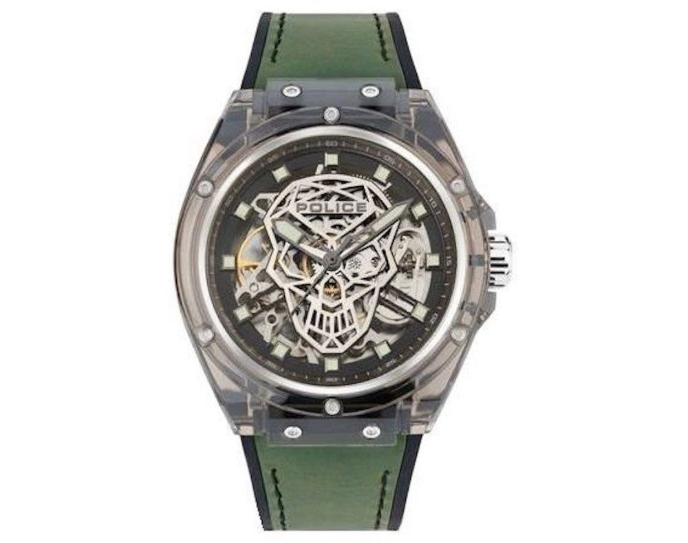 Police PEWGR1592406 watch for man with a grey dial and silicone strap.