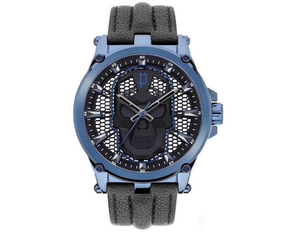 Police PEWJA2108202 watch for man with a black dial and leather strap.