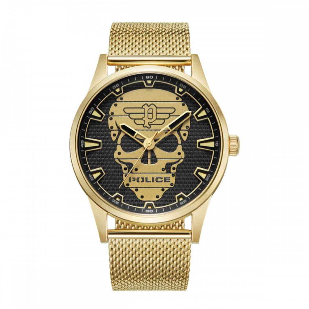Police PEWJG2227903 watch for man with a black dial and stainless steel strap.