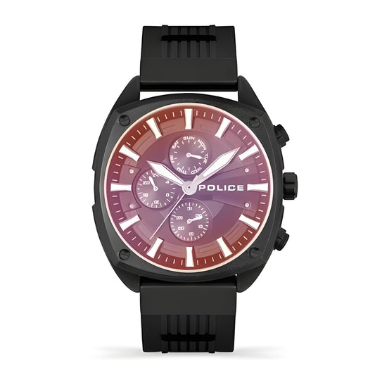 Police PEWJQ2007302 watch for man with a black dial and silicone strap.