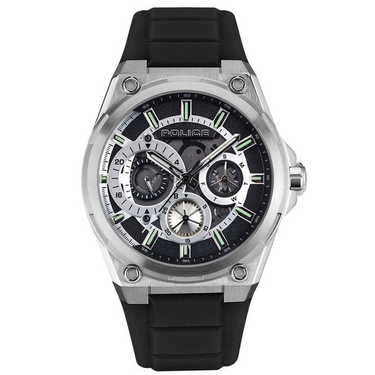 Police PEWJQ2203201 watch for man with a black dial and silicone strap.