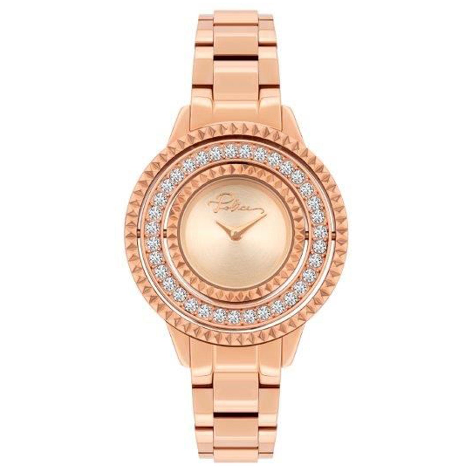 Police PL.16037BSR-32M watch for man with a pink dial and stainless steel strap.
