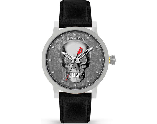 Police PL15404JS.57 watch for man with a grey dial and leather strap.
