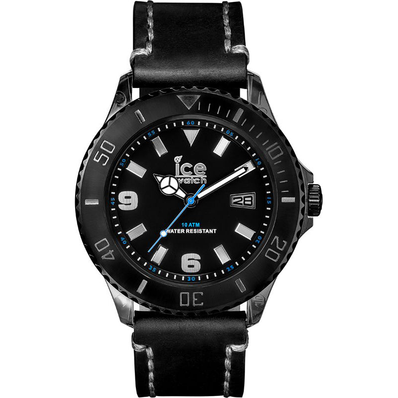 Ice VT.BK.B.L.13 watch for man with a black dial and leather strap.