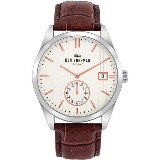 Ben Sherman WB039T watch for man with a white dial and leather strap.